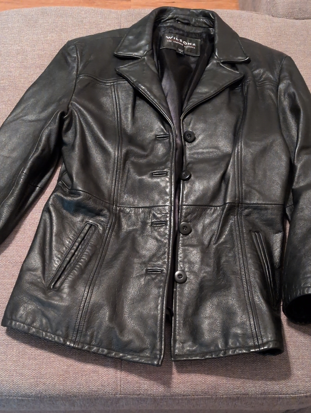 Wilsons Leather Black Button-Front Women's Leather Jacket